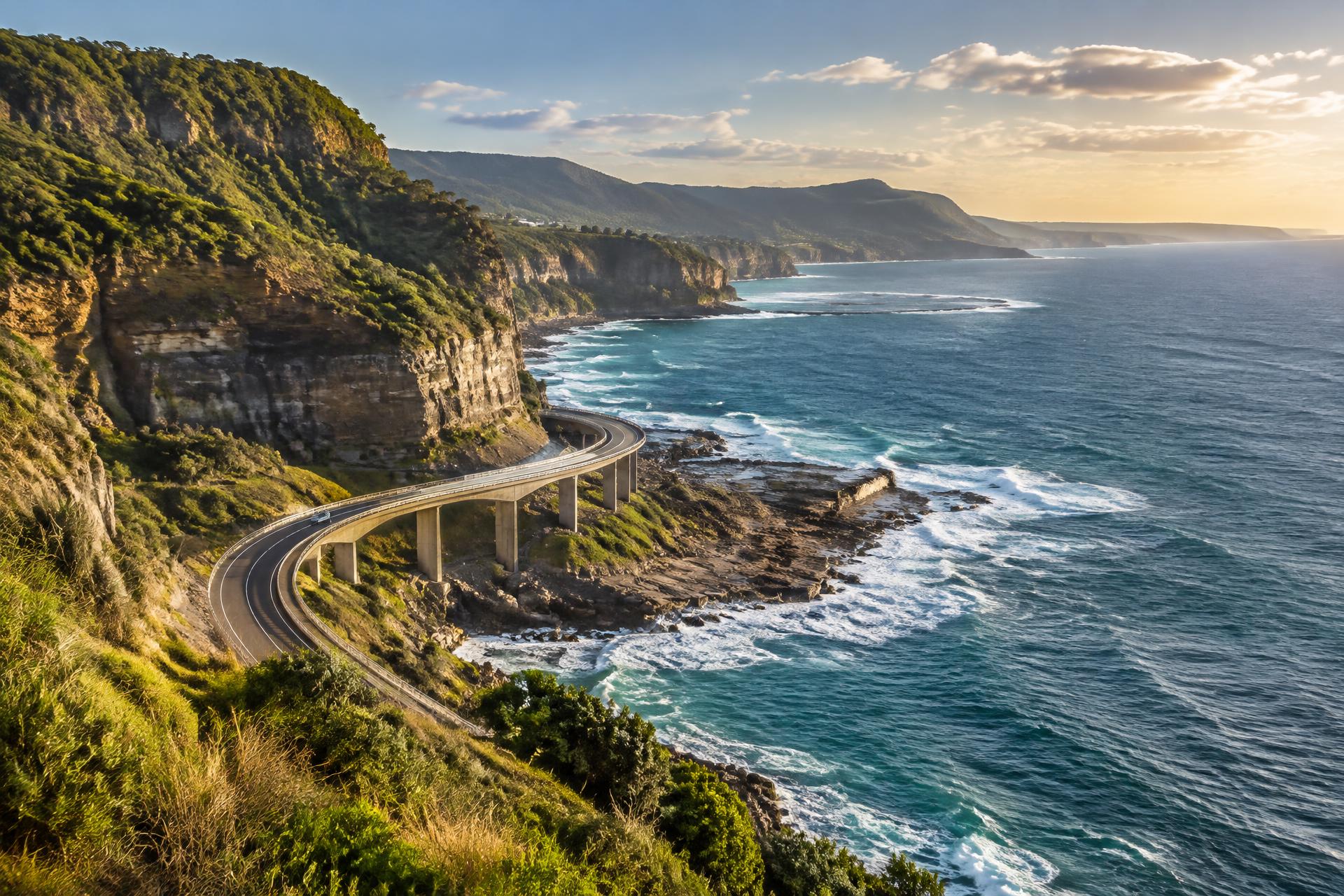 Route côtière australienne entre falaises et océan