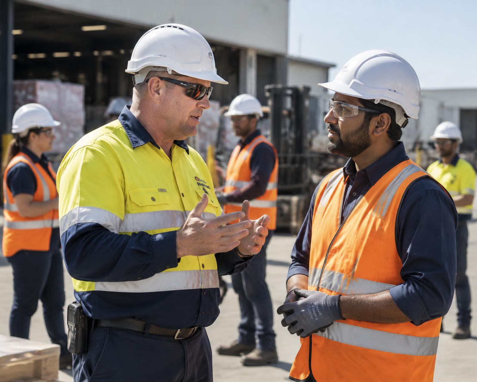 Responsable australien échangeant avec un travailleur international