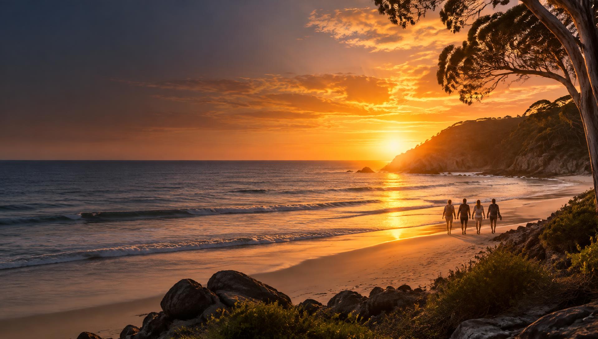 Coucher de soleil sur une plage australienne